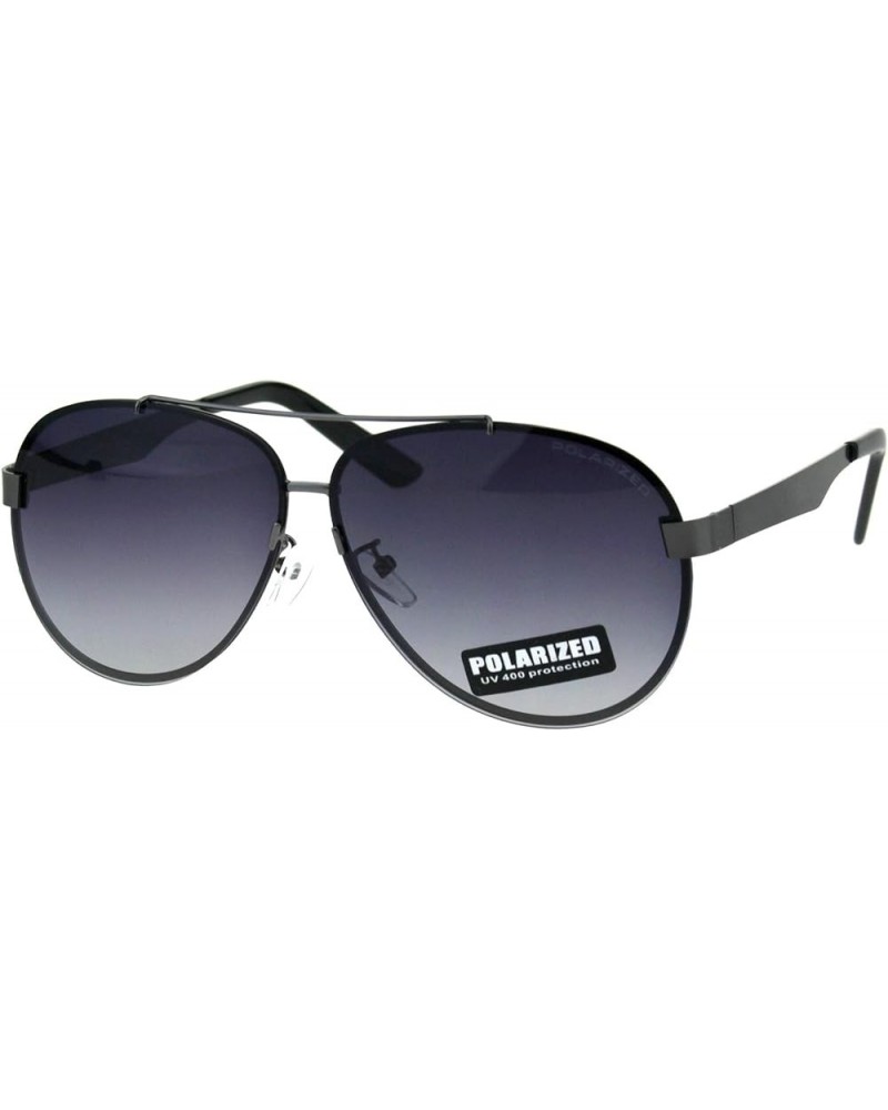 Polarized Lens Sunglasses Unisex Round Aviator Metal Light Frame Gunmetal (Smoke) $9.51 Aviator