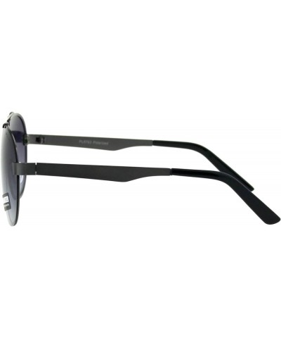 Polarized Lens Sunglasses Unisex Round Aviator Metal Light Frame Gunmetal (Smoke) $9.51 Aviator