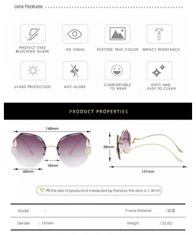 Rimless Diamond Sunglasses for Men and Women Outdoor Vacation Sunshade Beach (Color : B, Size : Medium) Medium A $20.01 Rimless