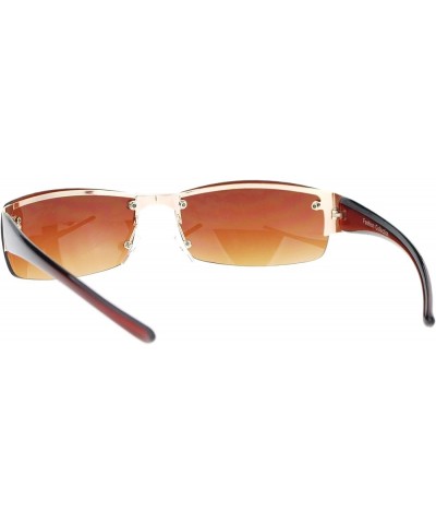 Half Rim Rimless Style Rectangular Sunglasses Unisex Classic Fashion UV 400 Gold Brown (Brown) $10.17 Rectangular