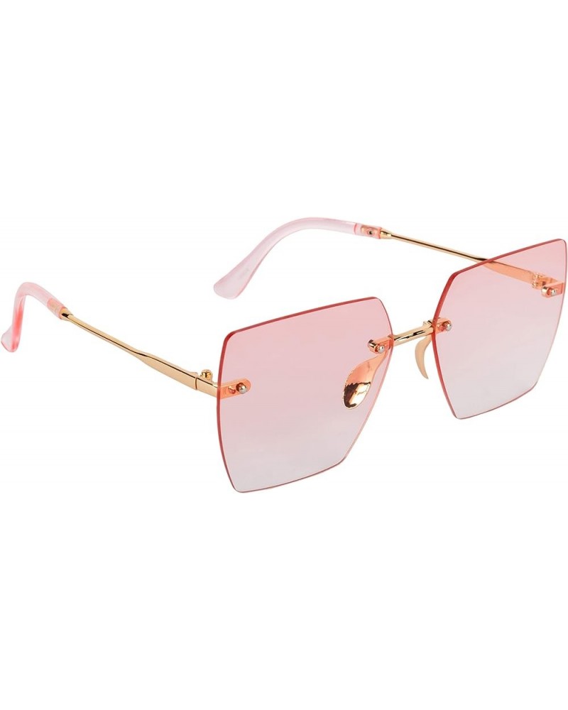 AISLIN® UV Protected Rim-Less Unisex Butterfly/Square Sunglasses Gold-pink Frame | Pink Lenses $38.85 Rimless