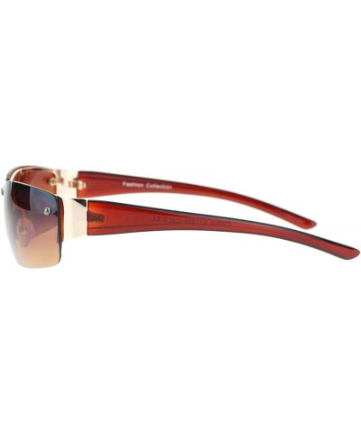 Half Rim Rimless Style Rectangular Sunglasses Unisex Classic Fashion UV 400 Gold Brown (Brown) $10.17 Rectangular