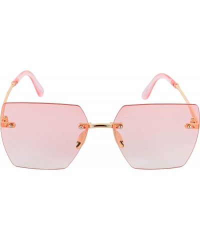 AISLIN® UV Protected Rim-Less Unisex Butterfly/Square Sunglasses Gold-pink Frame | Pink Lenses $38.85 Rimless