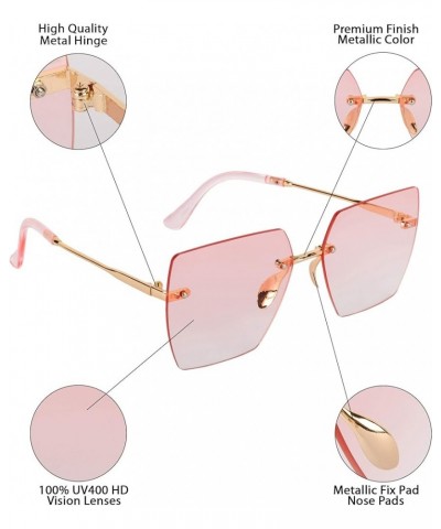 AISLIN® UV Protected Rim-Less Unisex Butterfly/Square Sunglasses Gold-pink Frame | Pink Lenses $38.85 Rimless