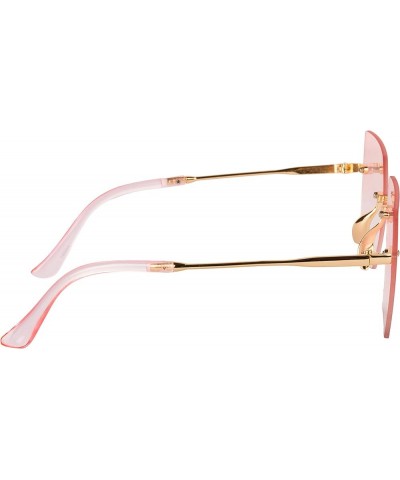 AISLIN® UV Protected Rim-Less Unisex Butterfly/Square Sunglasses Gold-pink Frame | Pink Lenses $38.85 Rimless