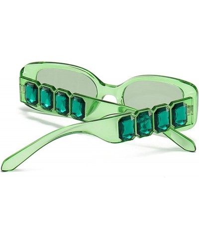 Fashion Square Rhinestone Sunglasses Women Men Punk Sun Glasses Female Shades Eyeglasses Green $9.68 Square