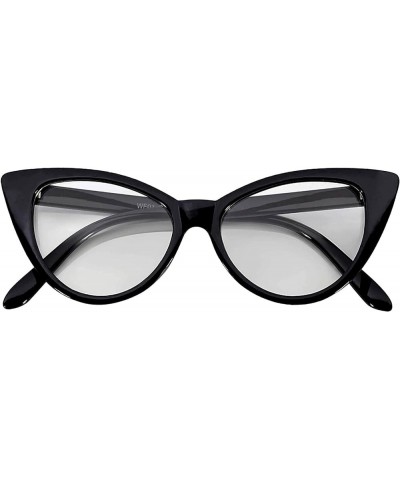 Cateye Sunglasses for Women Classic Vintage High Pointed Winged Retro Design Black / Clear $7.49 Wayfarer