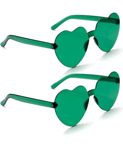 Heart Sunglasses Heart Shaped Sunglasses Womens 2 Pairs Rave Sunglasses for Women Bachelorette Party Favors Green $5.49 Rimless