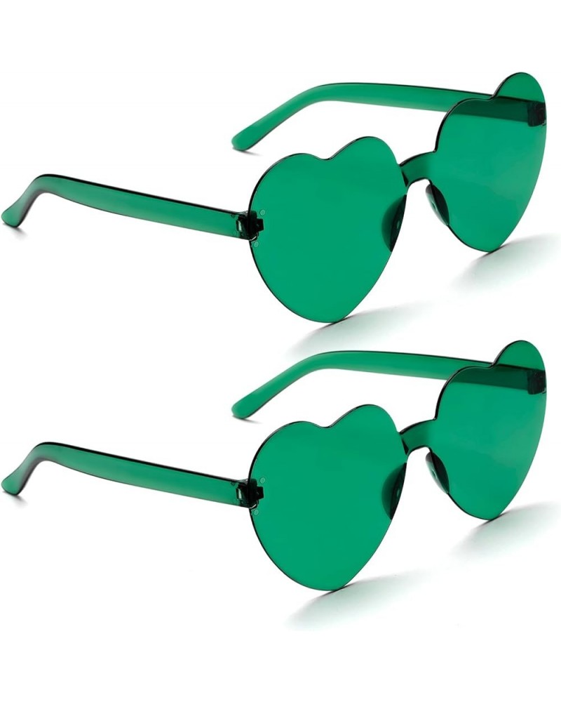 Heart Sunglasses Heart Shaped Sunglasses Womens 2 Pairs Rave Sunglasses for Women Bachelorette Party Favors Green $5.49 Rimless