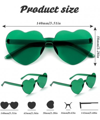 Heart Sunglasses Heart Shaped Sunglasses Womens 2 Pairs Rave Sunglasses for Women Bachelorette Party Favors Green $5.49 Rimless