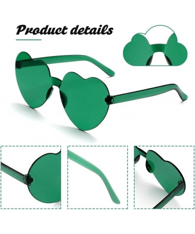 Heart Sunglasses Heart Shaped Sunglasses Womens 2 Pairs Rave Sunglasses for Women Bachelorette Party Favors Green $5.49 Rimless