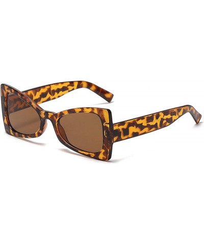 Square Shaped Sunglasses for Women Men Retro Fashion Street Shot Glasses Unisex Frame Sunglasses Brown $7.33 Designer