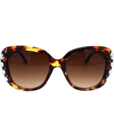 Oversized Rhinestone Sunglasses Womens Square Fashion Shades UV 400 Tortoise (Brown) $9.01 Oversized