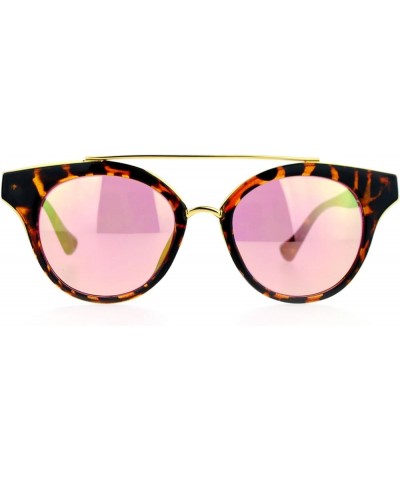 Womens Fashion Sunglasses Top Bar Round Cateye Butterfly Frame Mirror Lens Tortoise (Pink Yellow Mirror) $8.98 Cat Eye