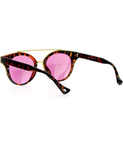 Womens Fashion Sunglasses Top Bar Round Cateye Butterfly Frame Mirror Lens Tortoise (Pink Yellow Mirror) $8.98 Cat Eye