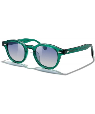 Acetate Polarized Retro Oval Sunglasses for Men Women unisex adult Vintage Eyewear Emerald Green Frame/Blue Gradient Lens $20...