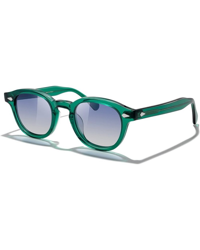 Acetate Polarized Retro Oval Sunglasses for Men Women unisex adult Vintage Eyewear Emerald Green Frame/Blue Gradient Lens $20...