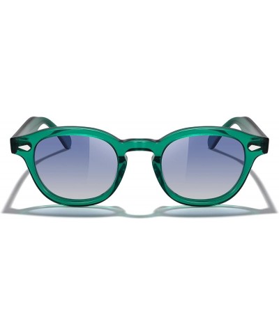 Acetate Polarized Retro Oval Sunglasses for Men Women unisex adult Vintage Eyewear Emerald Green Frame/Blue Gradient Lens $20...