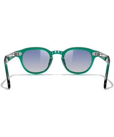 Acetate Polarized Retro Oval Sunglasses for Men Women unisex adult Vintage Eyewear Emerald Green Frame/Blue Gradient Lens $20...