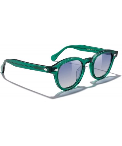 Acetate Polarized Retro Oval Sunglasses for Men Women unisex adult Vintage Eyewear Emerald Green Frame/Blue Gradient Lens $20...