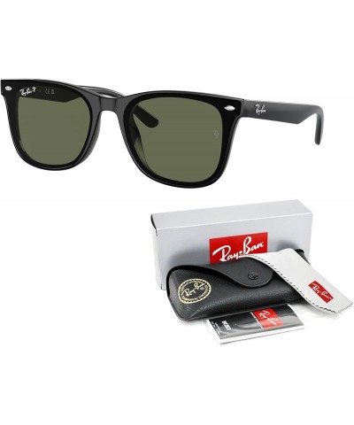 RB4420 Square Sunglasses for Men for Women + BUNDLE With Designer iWear Complimentary Eyewear Kit Black / Dark Green Polarize...