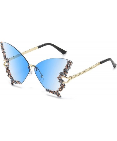 Women Diamond Butterfly Rimless Sunglasses Vintage Gradient Frame Eye Glasses Cat Eye Butterfly Shape Y2K Eyewear Ice Blue $1...