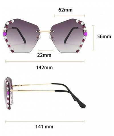 Vintage Rimless Diamond Cut Edge Sunglasses Women Polygonal Rhinestone Sun Glasses Big Diamond Bling Eyeglasses Grey Pink $9....