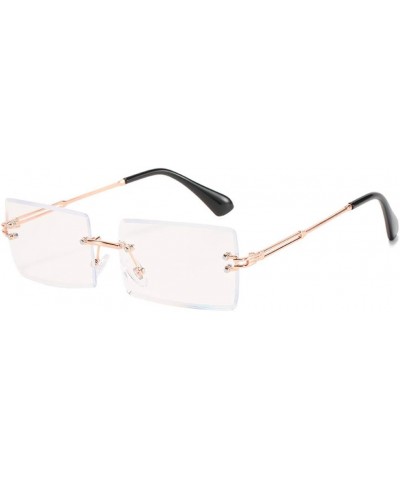 Rimless Rectangle Anti-blue light Sunglasses for Women Frameless Square Glasses for Men Ultralight UV400 Eyewear Unisex Rose ...