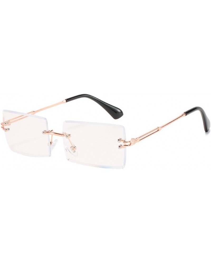 Rimless Rectangle Anti-blue light Sunglasses for Women Frameless Square Glasses for Men Ultralight UV400 Eyewear Unisex Rose ...