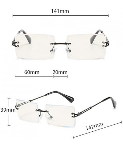 Rimless Rectangle Anti-blue light Sunglasses for Women Frameless Square Glasses for Men Ultralight UV400 Eyewear Unisex Rose ...