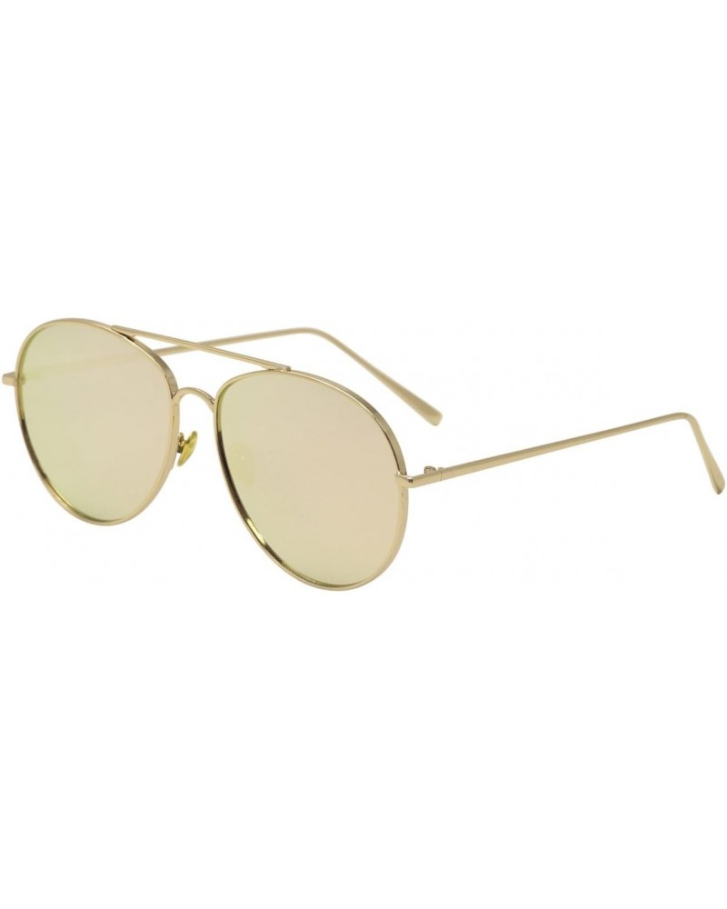 6669 B Gold With Pink Mirror Lens Fashion Pilot Sunglasses 58mm $10.05 Round