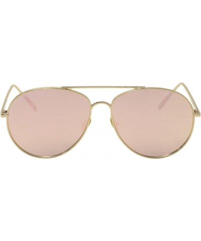 6669 B Gold With Pink Mirror Lens Fashion Pilot Sunglasses 58mm $10.05 Round