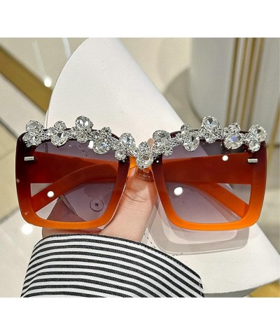 Square Crystal Sunglasses for Women Luxury Rhinestone Sun Glasses Ladies Retro Festival Party bling Diamond Sunglasses 2pcs-b...