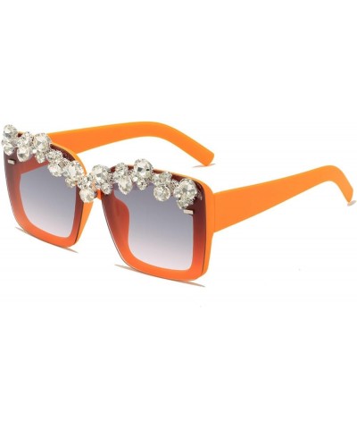 Square Crystal Sunglasses for Women Luxury Rhinestone Sun Glasses Ladies Retro Festival Party bling Diamond Sunglasses 2pcs-b...