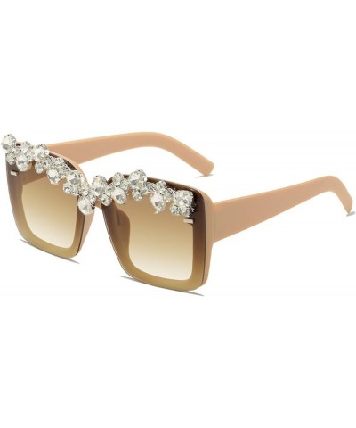 Square Crystal Sunglasses for Women Luxury Rhinestone Sun Glasses Ladies Retro Festival Party bling Diamond Sunglasses 2pcs-b...