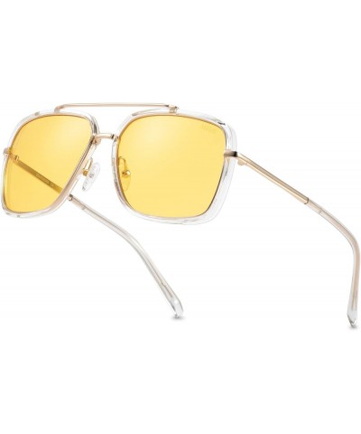 Retro Aviator Sunglasses for Men and Women Yellow $11.05 Square