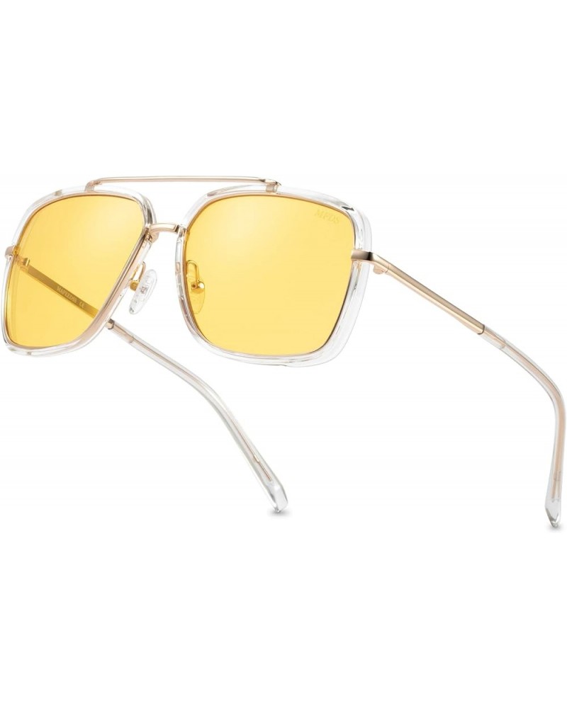 Retro Aviator Sunglasses for Men and Women Yellow $11.05 Square