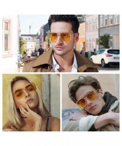 Retro Aviator Sunglasses for Men and Women Yellow $11.05 Square