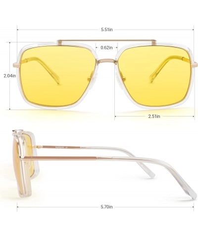 Retro Aviator Sunglasses for Men and Women Yellow $11.05 Square