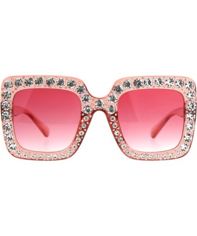 Blinged Out Rhinestone Sunglasses Womens Super Oversized Square Shades Pink $9.82 Oversized