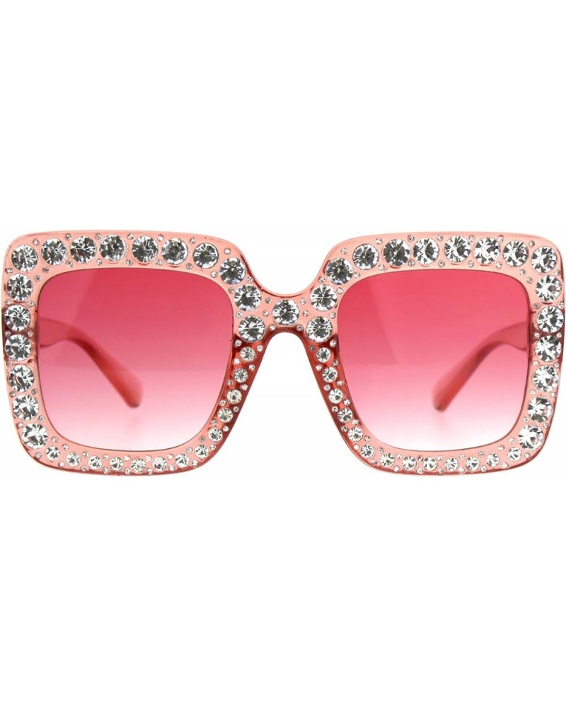 Blinged Out Rhinestone Sunglasses Womens Super Oversized Square Shades Pink $9.82 Oversized