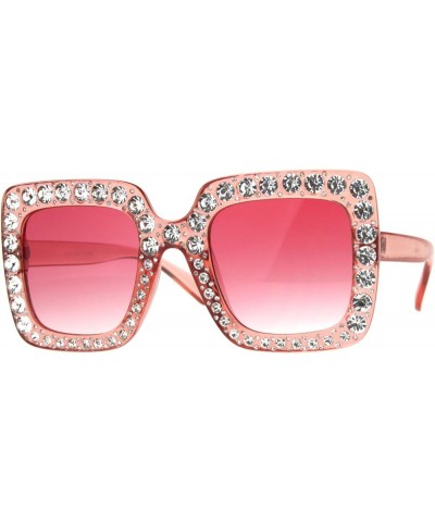 Blinged Out Rhinestone Sunglasses Womens Super Oversized Square Shades Pink $9.82 Oversized