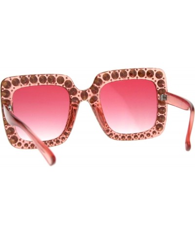 Blinged Out Rhinestone Sunglasses Womens Super Oversized Square Shades Pink $9.82 Oversized