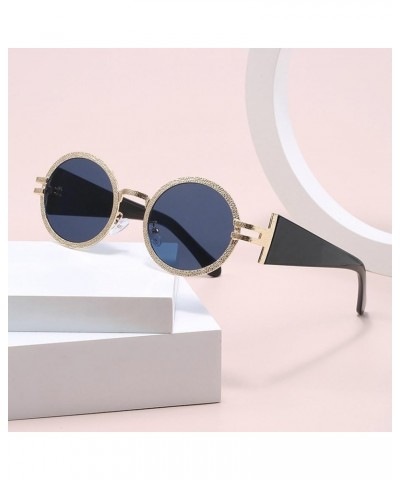 Womens Round Sunglasses Y2k Unisex Oval Trendy Shades Retro Fashion Vintage Metal frame Sunglasses UV400 Protection Gold Blue...