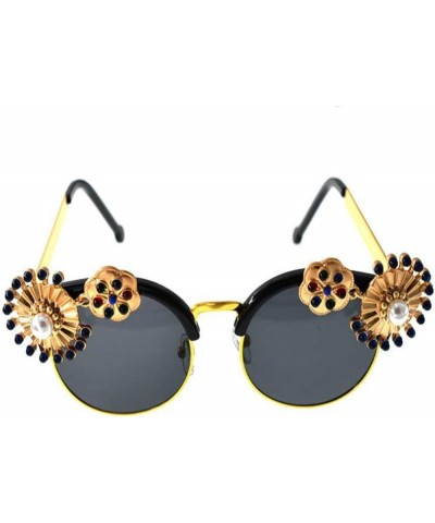 Women's Metal Flower Vintage Chains Eyewear Sun Glasses Fashion Luxury Baroque Sunglasses With Case 22 $15.19 Cat Eye