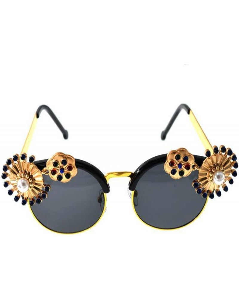 Women's Metal Flower Vintage Chains Eyewear Sun Glasses Fashion Luxury Baroque Sunglasses With Case 22 $15.19 Cat Eye