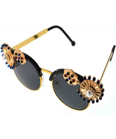 Women's Metal Flower Vintage Chains Eyewear Sun Glasses Fashion Luxury Baroque Sunglasses With Case 22 $15.19 Cat Eye