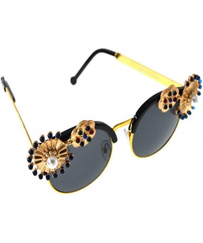 Women's Metal Flower Vintage Chains Eyewear Sun Glasses Fashion Luxury Baroque Sunglasses With Case 22 $15.19 Cat Eye