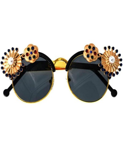 Women's Metal Flower Vintage Chains Eyewear Sun Glasses Fashion Luxury Baroque Sunglasses With Case 22 $15.19 Cat Eye