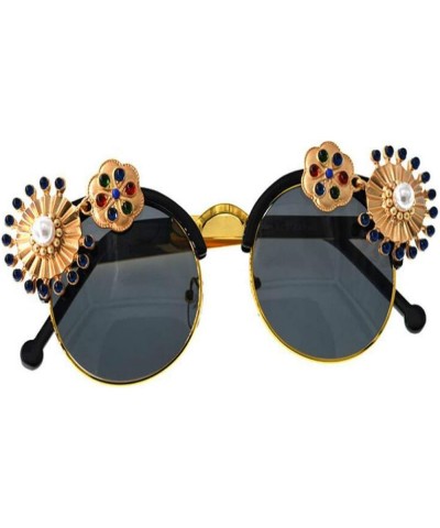 Women's Metal Flower Vintage Chains Eyewear Sun Glasses Fashion Luxury Baroque Sunglasses With Case 22 $15.19 Cat Eye